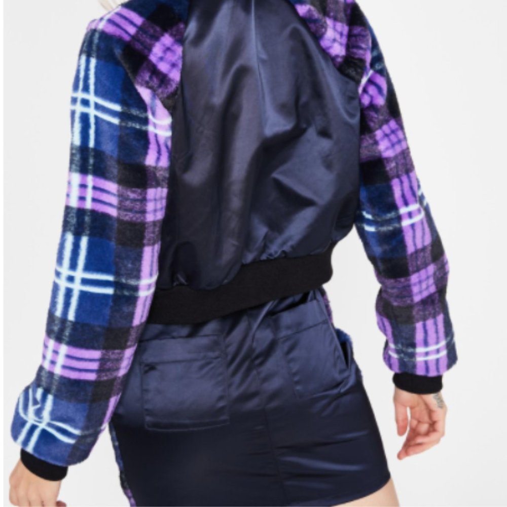 SOLD! Plaid Faux Fur Cropped Bomber
